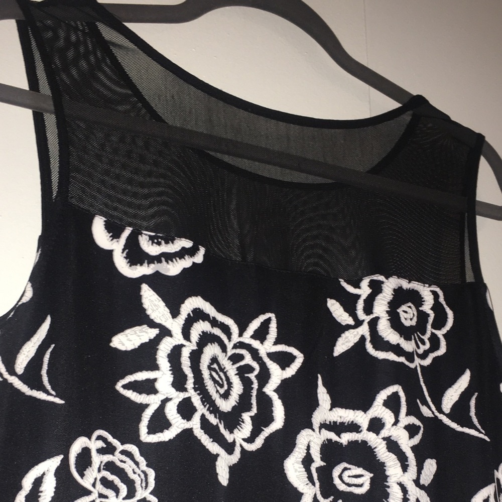 A Line dress with embroidered floral pattern